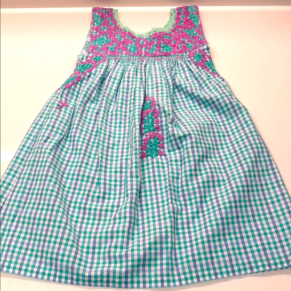 Mi Golondrina Pink and Green Sleeveless Sundress